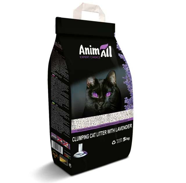Бентонитовый наполнитель AnimAll с ароматом лаванды, для кошек, 5 кг