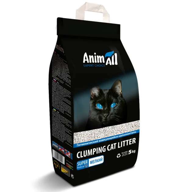 Бентонітовий наповнювач AnimAll дрібна фракція, для котів, 5 кг