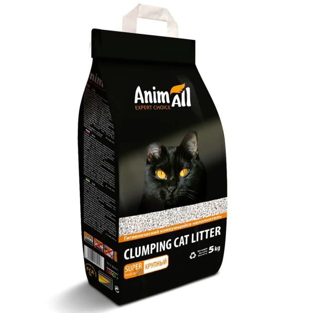 Бентонітовий наповнювач AnimAll велика фракція, для котів, 5 кг