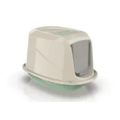 Закритий туалет Georplast Galaxy Deluxe для котів, з ручкою і фільтром, 45×36×3.5 см, сірий