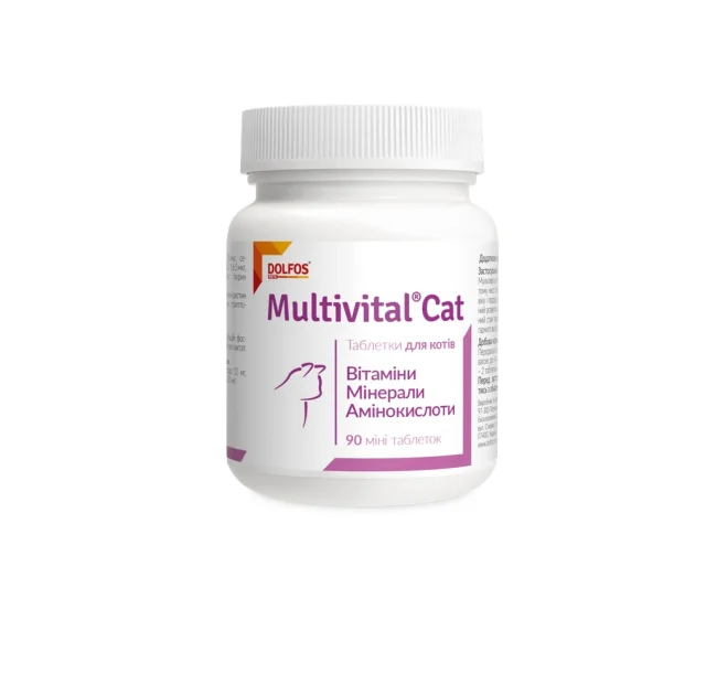 Таблетки Dolfos Multivital Cat для восполнения недостатков минералов, витаминов для кошек, 90 табл