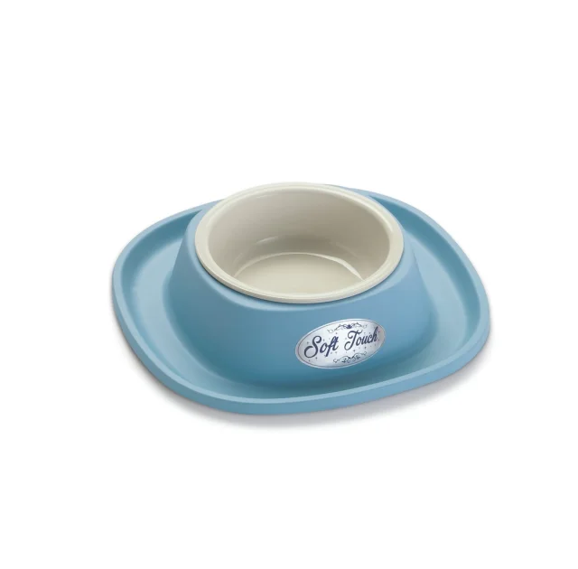 Миска пластиковая Georplast Soft Touch с мягким ковриком для кошек и собак, 20×20×3,5 см