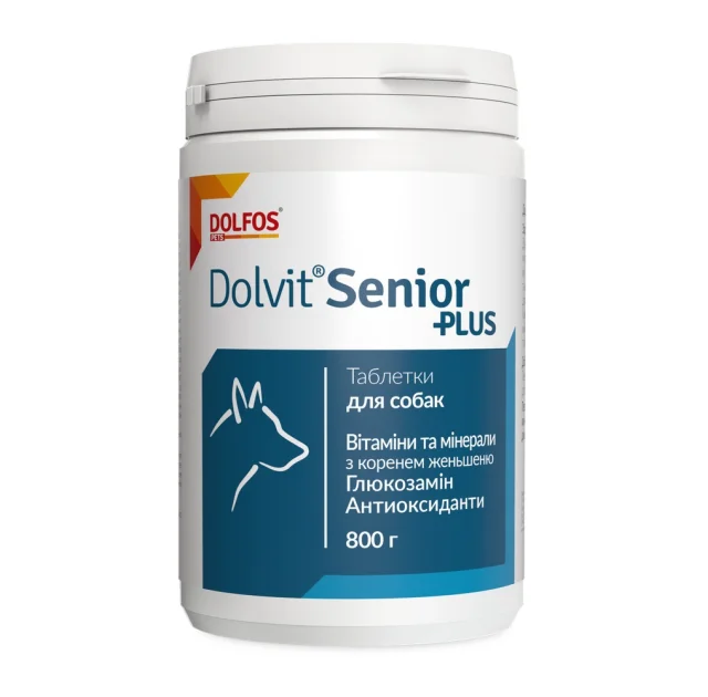 Вітаміни Dolfos Dolvit Senior Plus для поліпшення роботи суглобів у зрілих собак, 800 г