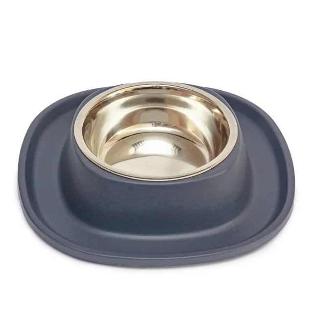 Миска металлическая Georplast Soft Touch с мягким ковриком для кошек и собак, 28×28×5,5 см