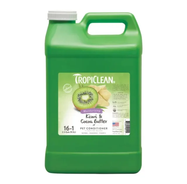 Кондиціонер TropiClean Kiwi & Cocoa Butter для відновлення сухої вовни для собак і кішок, 9,5 л