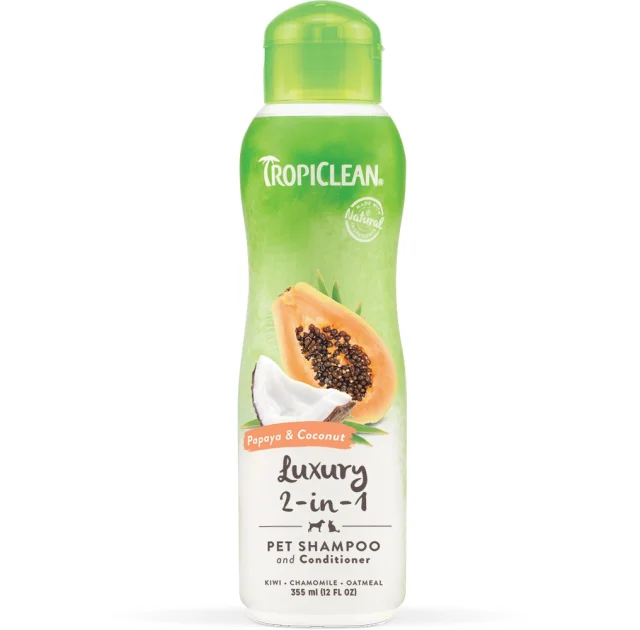 Шампунь TropiClean Papaya & Coconut 2 в 1 "Папайя і кокос 2 в 1" для собак і котів, 355 мл