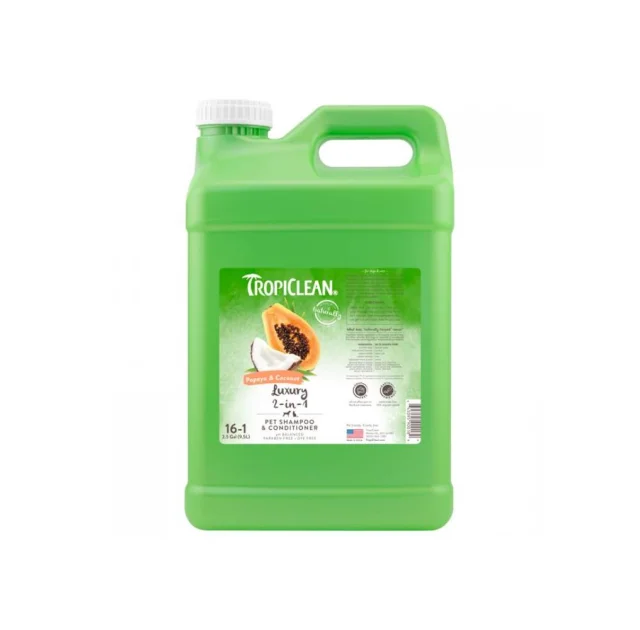 Шампунь TropiClean Luxury 2in1 Papaya & Coconut "Папайя плюс 2 в 1" для собак і котів, 9,5 л