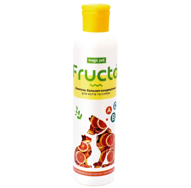 Шампунь-кондиціонер Magic Pet Fruit Line Грейпфрутовий від лупи з бішофітом для котів і собак, 220 мл