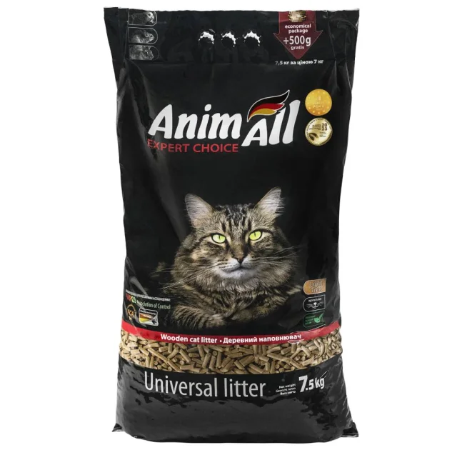 Деревний наповнювач AnimAll для котів, 7.5 кг