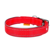Нейлоновий нашийник Dog Extreme подвійний, зі світловідбиваючої вставкою для собак 15 мм, 27-35 см, червоний