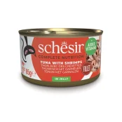 Консерви Schesir Tuna Prawns натуральні, для котів, тунець з креветками в желе, банку 85 г