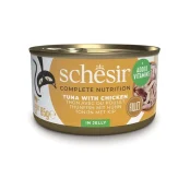 Консерви Schesir Tuna Chicken натуральні, для котів, тунець з філе курки в желе, банку 85 г