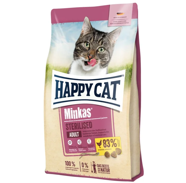 Сухой корм Happy Cat Minkas Sterilised для взрослых стерилизованных кошек и кастрированных котов, 10 кг