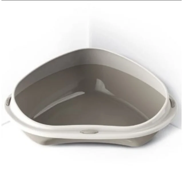 Туалет кутовий з бортиком Georplast Shuttle Corner для котів, 58×48×20.5 см, сірий