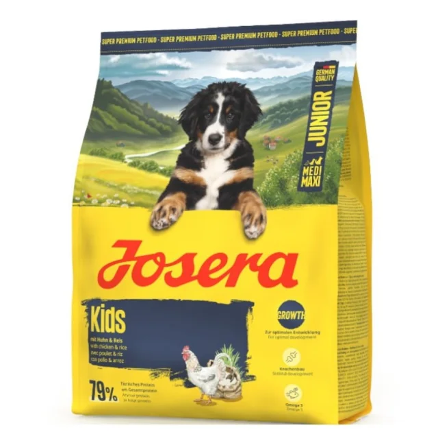 Сухий корм Josera Kids Junior для цуценят і юніорів з 8-го тижня життя, з птахом, кукурудзою і рисом, 900 г