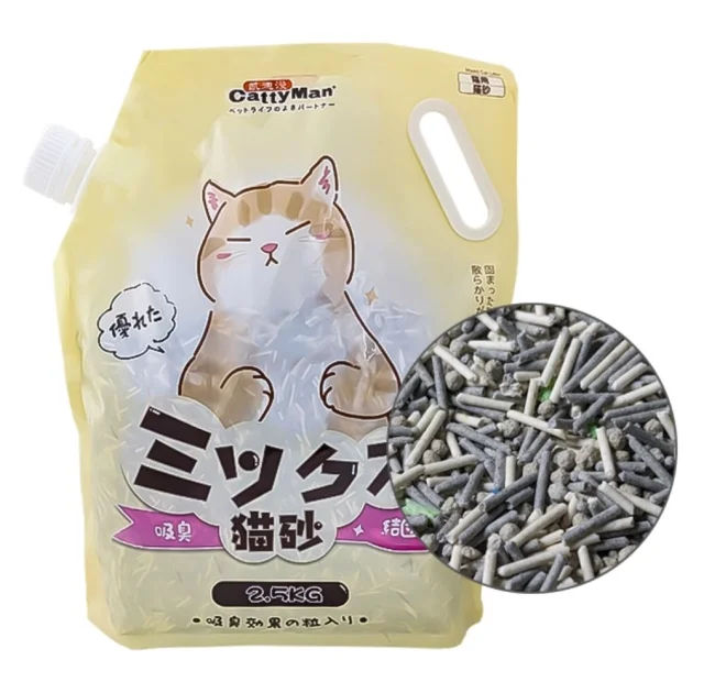 Наповнювач CattyMan Mixed Cat Litter грудкувальний мікс: тофу, бентоніт, активоване вугілля, для котячого туалету, 2.5 кг