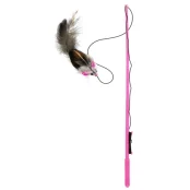 Іграшка CattyMan Feather Mouse вудка-дражнилка з мишею та пір’ям, для котів, ручка 30 см, шнур 80 см
