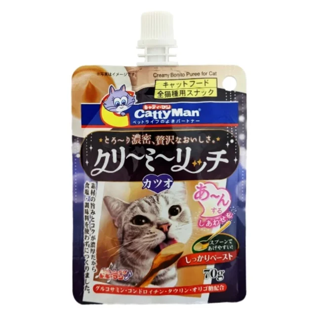 Ласощі CattyMan Creamy Bonito Puree вершкове пюре з макреллю, для котів, набір 2 х 70 г, 140 г