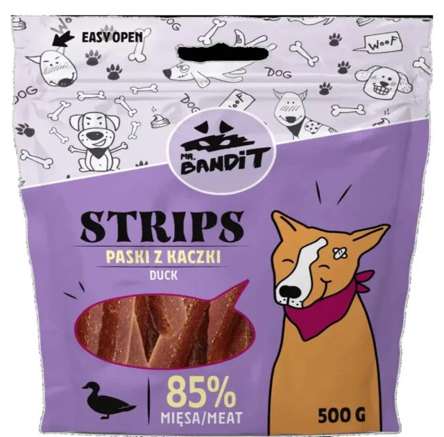 Ласощі Mr. Bandit Strips для собак, з качкою, м’які смужки, 80 г