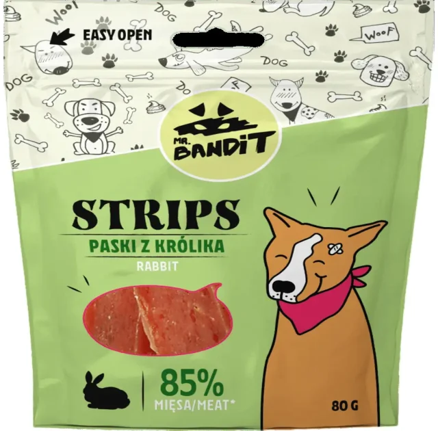 Ласощі Mr. Bandit Strips для собак, з кроликом, м’які смужки, 80 г