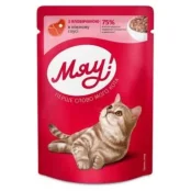 Вологий корм Мяу для котів, з яловичиною в соусі, 85 г