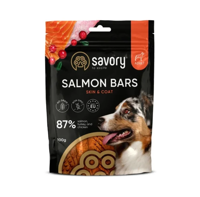 Ласощі Savory Bars With Salmon для собак, батончики з лососем, 100 г