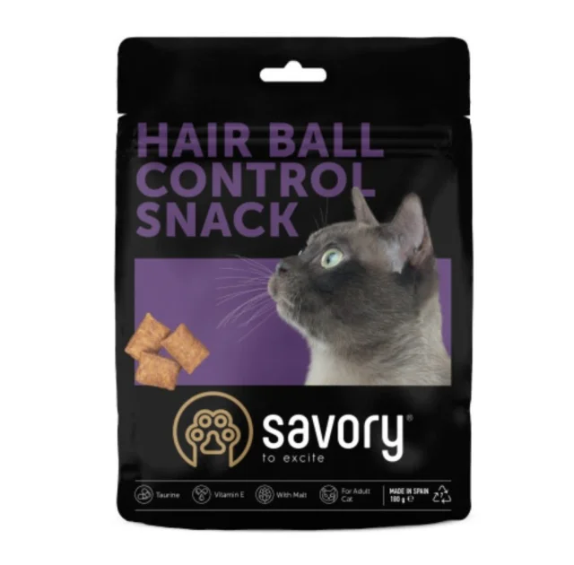 Ласощі Savory Cats Snacks Pillows Hair Ball Control для дорослих котів, подушечки для виведення шерсті, 180 г