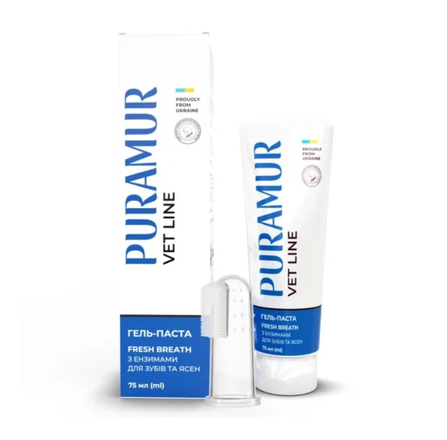 Гель-паста Puramur Fresh Breath для собак і котів, з ензимами для зубів та ясен, 75 мл