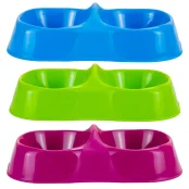 Миска MPS MAYA DOUBLE S MIX COL подвійна, для корма та води, кольори в асортименті, 11.5×21.5x6 см