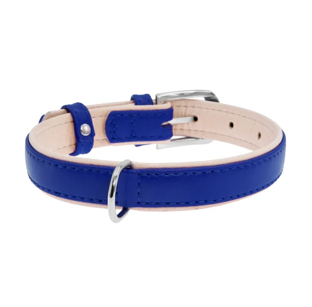 Ошейник Brilliance двойной, без украшений, ширина 20 мм, длина 30-39 см, синий