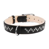 Ошейник Brilliance двойной, со стразами, премиум, ширина 35 мм, черный