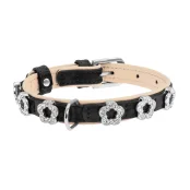 Ошейник Brilliance двойной, с украшением Цветочек, ширина 15 мм, длина 27-36 см, черный