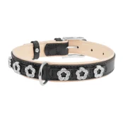 Ошейник Brilliance двойной, с украшением Цветочек, ширина 25 мм, длина 38-49 см, черный
