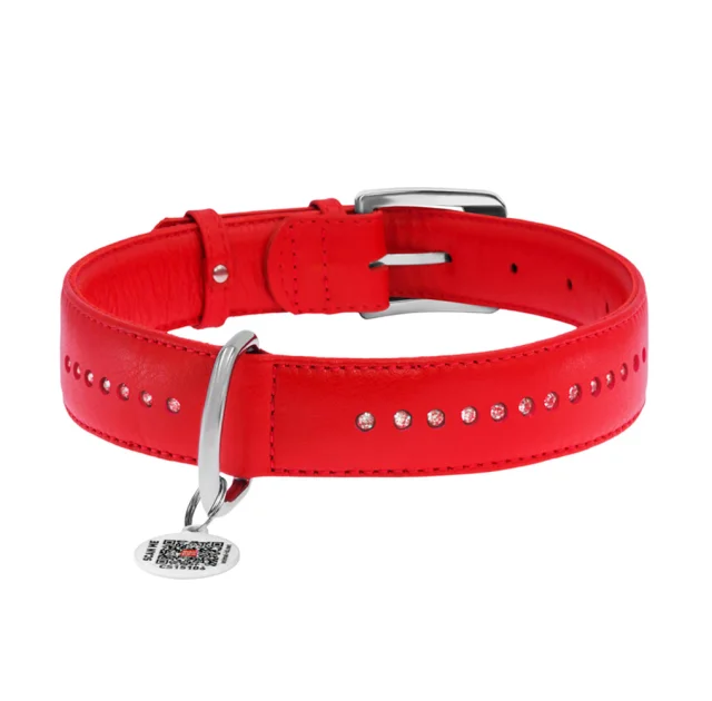 Ошейник Brilliance двойной, со стразами, малый, ширина 15 мм, диаметр 27 см, красный