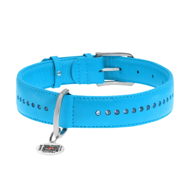 Ошейник Brilliance двойной, со стразами, малый, ширина 15 мм, диаметр 27 см, синий