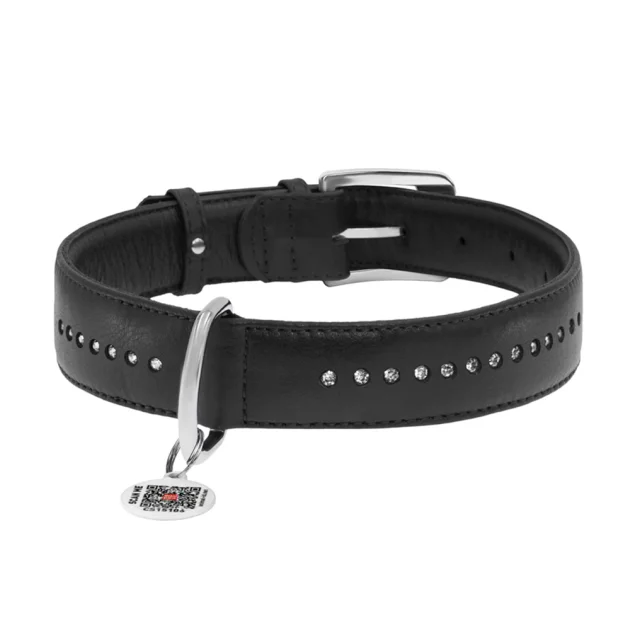 Ошейник Brilliance двойной, со стразами, малый, ширина 15 мм, диаметр 27 см, черный