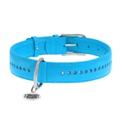 Ошейник Brilliance двойной, со стразами, малый, ширина 20 мм, диаметр 30 см, синий