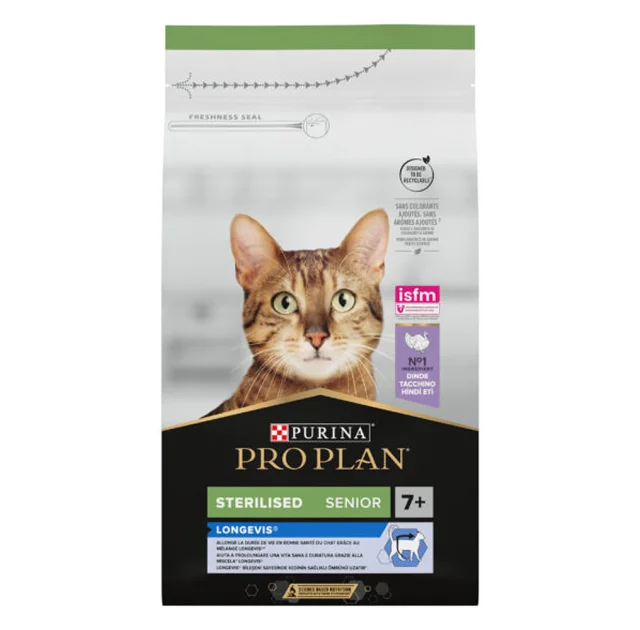 Сухий корм Purina Pro Plan Sterilised Senior для стерилізованих котів старше 7 років, з індичкою, 1.5 кг