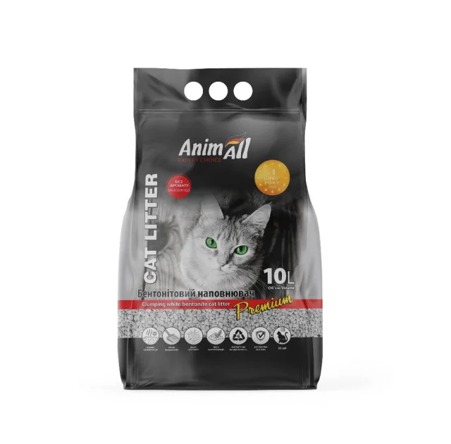 Бентонитовый наполнитель AnimAll Premium Classic без аромата, для кошек, 10 л