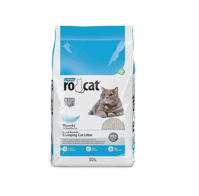 Бентонітовий наповнювач RoCat Unscented для котячого туалету, без аромату, 10 л (8.5 кг)
