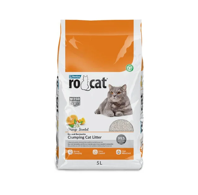 Бентонітовий наповнювач RoCat Orange Scented для котячого туалету, з ароматом апельсина, 5 л (4.3 кг)