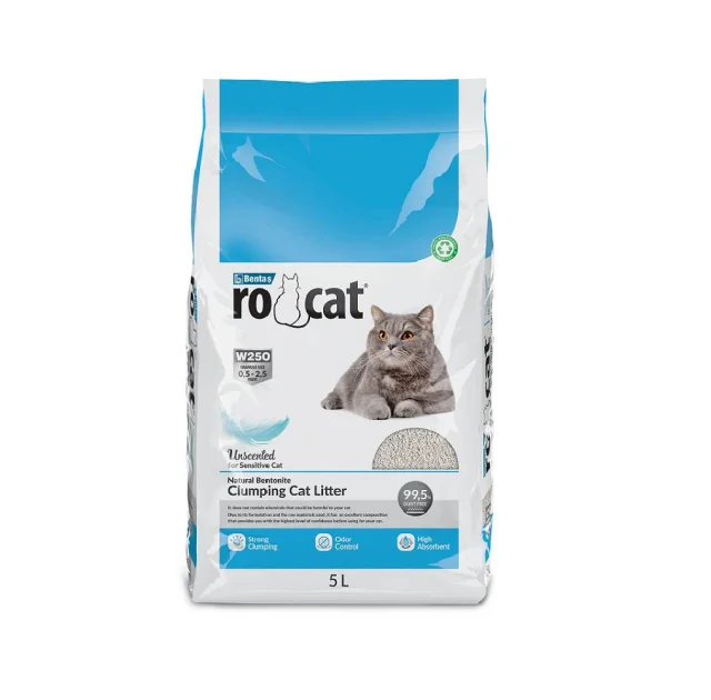 Бентонітовий наповнювач RoCat Unscented для котячого туалету, без аромату, 5 л (4.3 кг)
