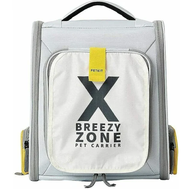 Рюкзак-переноска Petkit Breezy Zone Yellow/Grey для собак и кошек, 35×27×43 см, серый