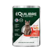 Вологий корм Equilibre&Instinct для дорослих і стерилізованих котів, з куркою, гарбузом і цитрусовими, шматочки в соусі, 85 г