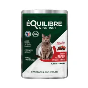 Вологий корм Equilibre&Instinct для дорослих і стерилізованих котів, з яловичиною, квасолею і томатами, шматочки в соусі, 85 г