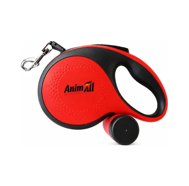 Поводок-рулетка AnimAll с диспенсером, для собак весом до 50 кг, 8 м, красная