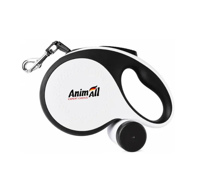 Поводок-рулетка AnimAll с диспенсером, для собак весом до 30 кг, 5 м, белая