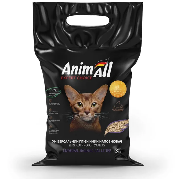 Универсальный наполнитель AnimAll гигиенический для кошек, 3 кг