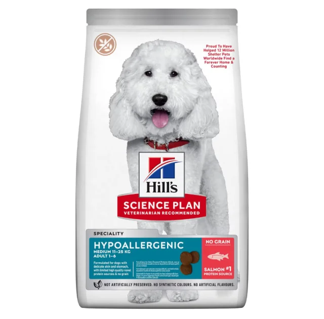 Сухой корм Hill's Science Plan Hypoallergenic для взрослых собак средних пород,беззерновой с лососем ,2.5 кг