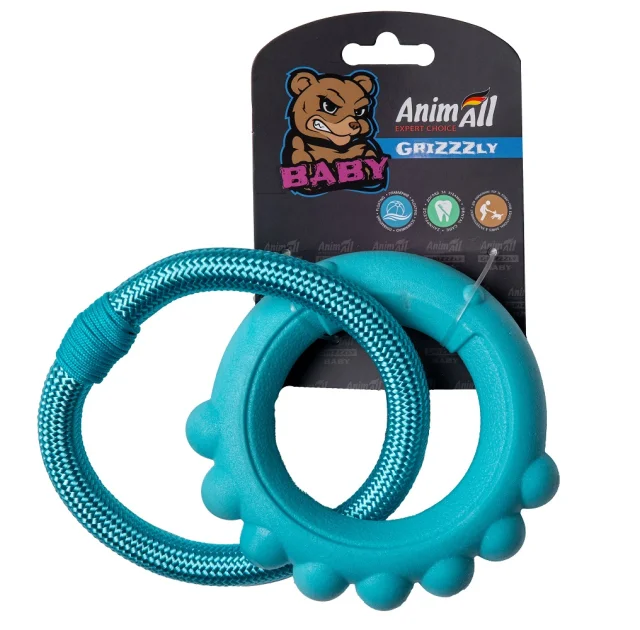 Іграшка AnimAll GrizZzly Baby, восьминіг з канатом, м'ятна, 13.5×12.8×2.6 см